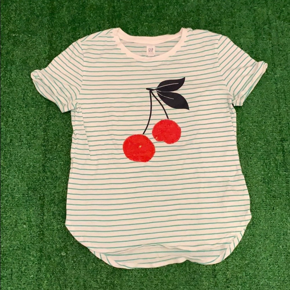 Flip sequin cherrie stripe shirt